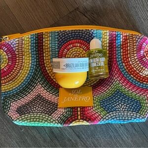 Sol de Janeiro Multicolor Cosmetic Bag, Bum Bum cream and oil